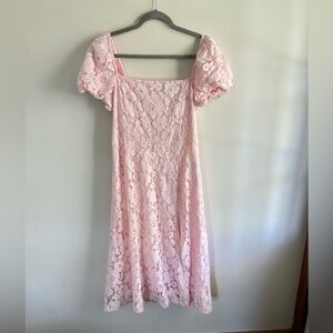Francesca's Collections Light Pink Lace Maxi Dress